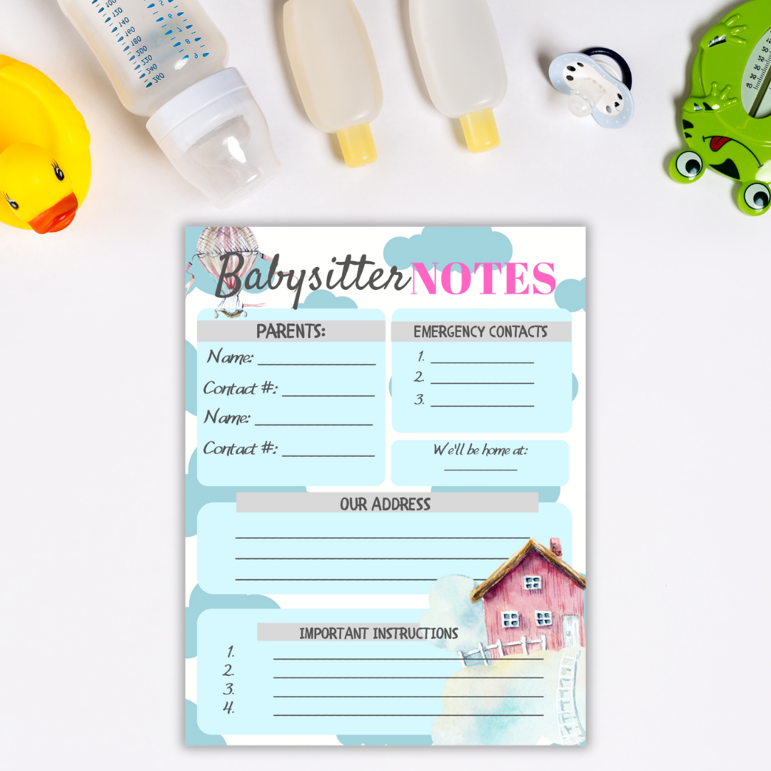 Babysitter Notes Printables And More Club