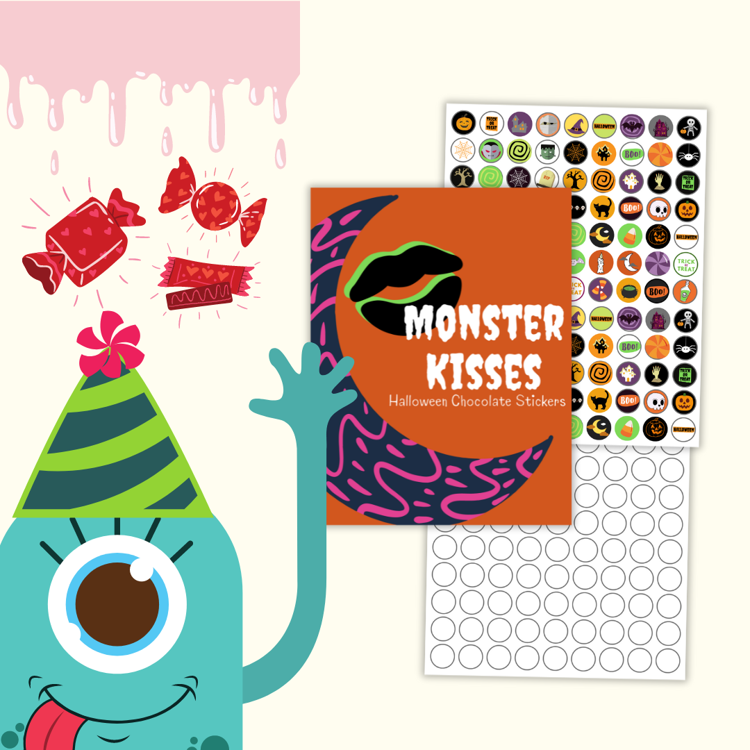 Monster Kiss Halloween Chocolate Stickers