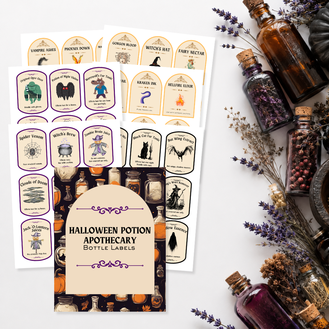 Halloween Potion Apothecary Bottle Labels