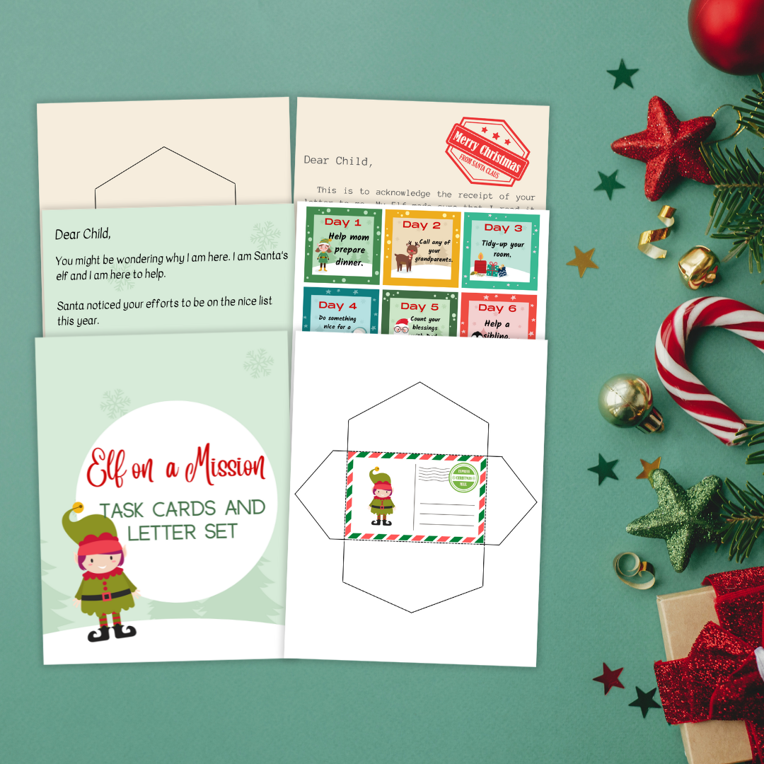 Elf on a Mission Task Cards and Letter Sets