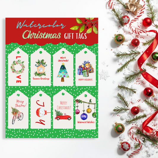 Watercolor Christmas Gift Tags