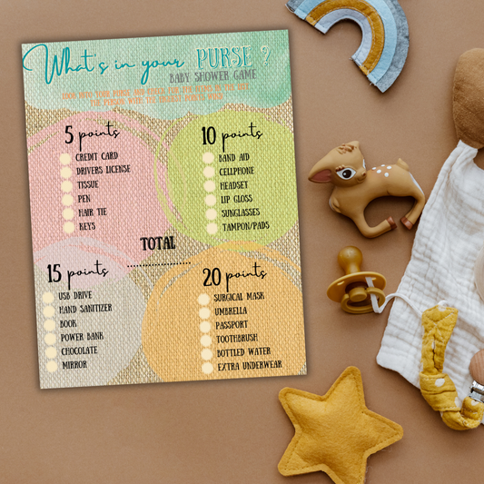 Baby Shower Game - What's in Your Purse