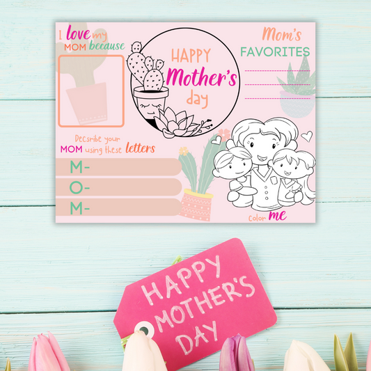 Mothers Day Placemats for Kids