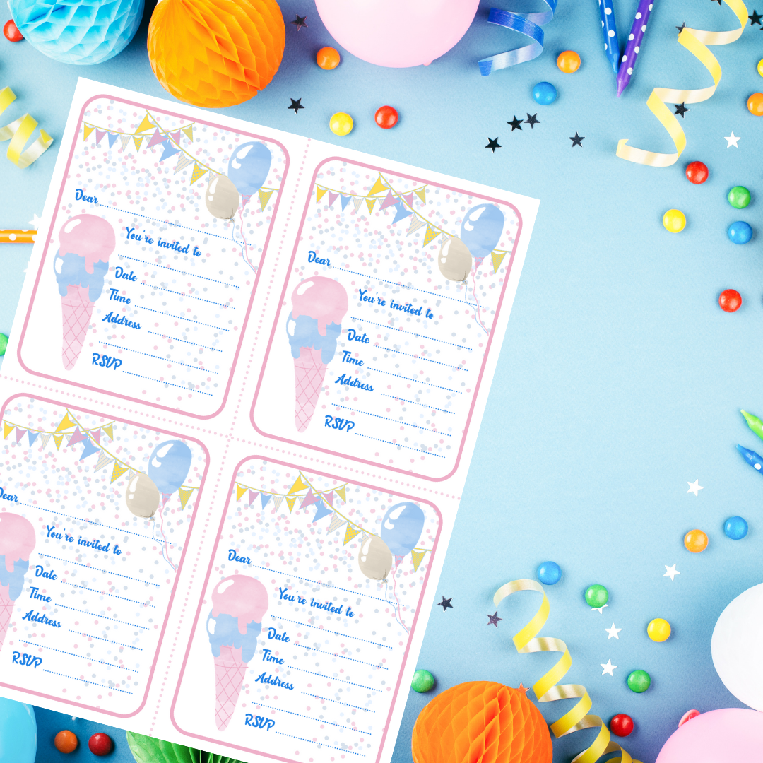 Birthday Invitation - Ice Cream Theme