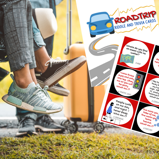 Roadtrip Themed Riddle and Trivia Cards
