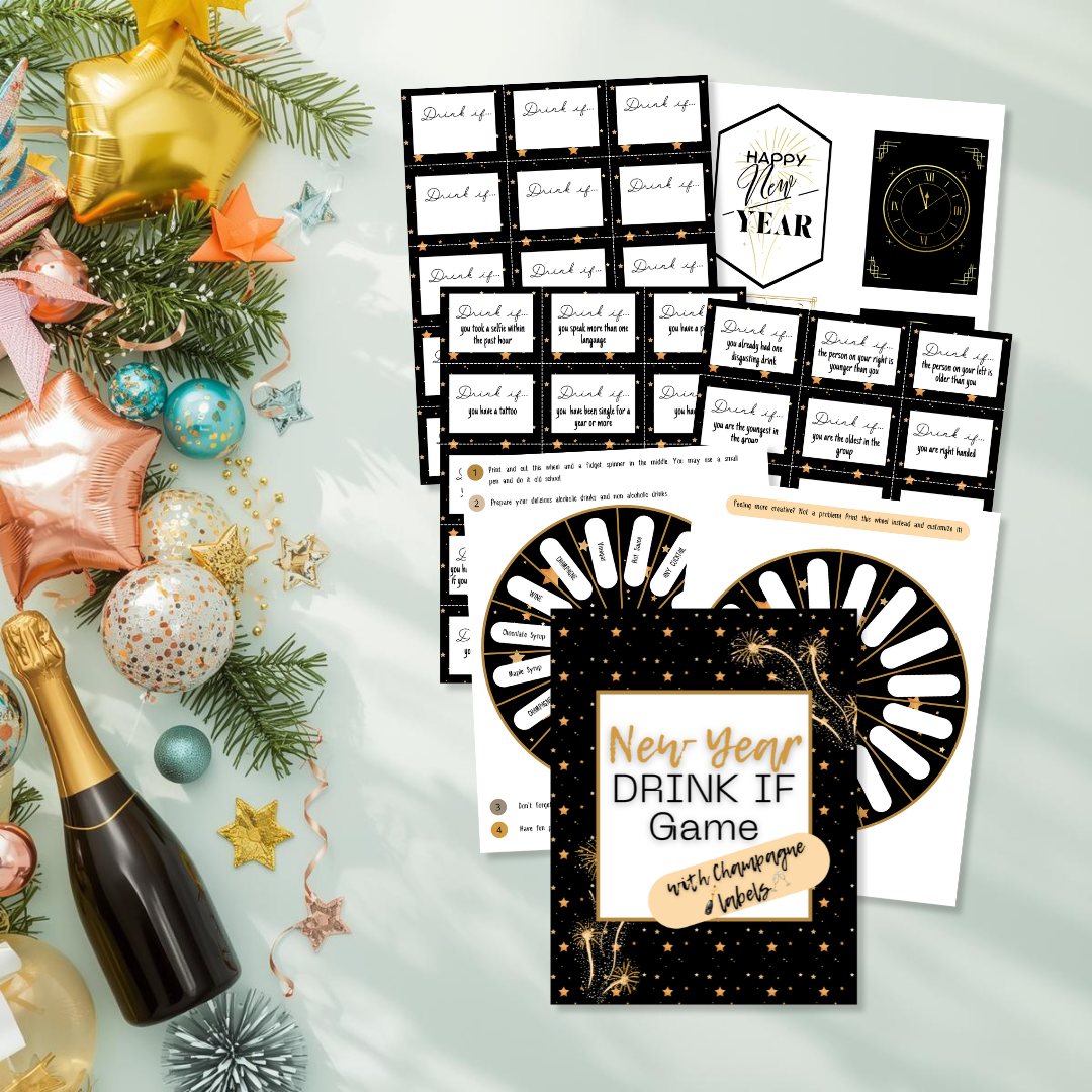 New Year Drink If Game with Champagne Labels