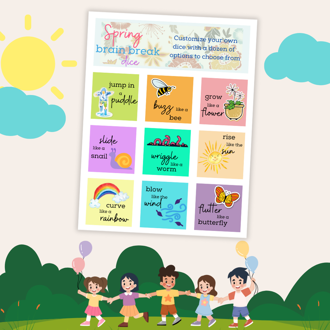 Spring Break Brain Break Dice Game – Printables and More Club