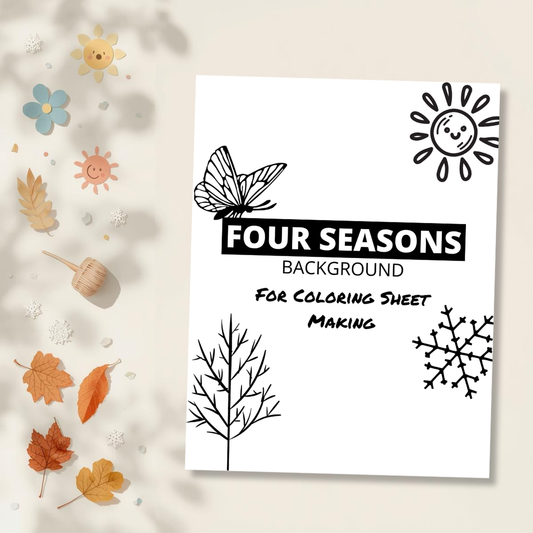 Four Seasons Background for Coloring Sheet Making
