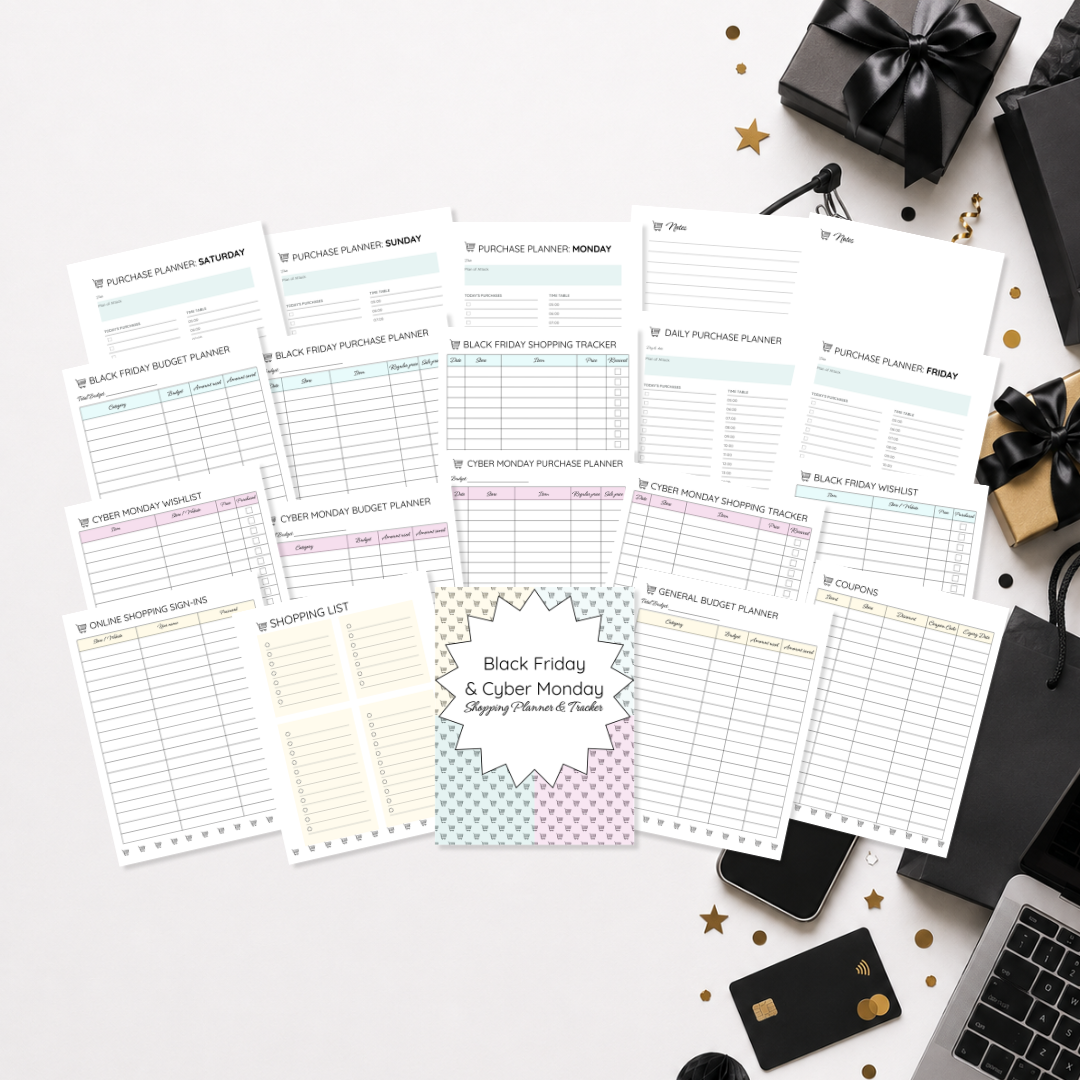 Black Friday & Cyber Monday Shopping Planner & Tracker