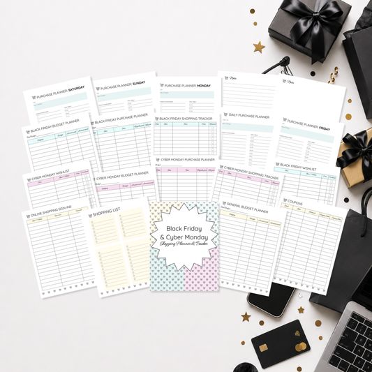 Black Friday & Cyber Monday Shopping Planner & Tracker
