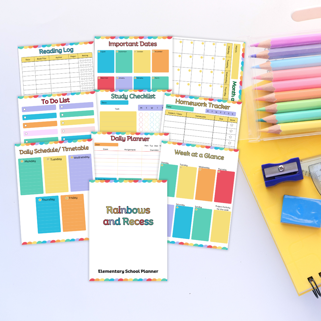 Rainbows and Recess Elementary School Planner