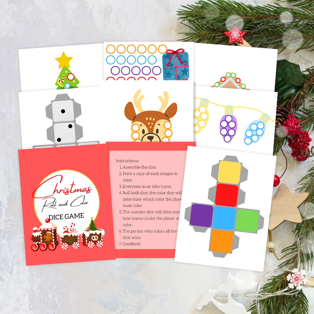 Christmas Roll and Color Dice Game