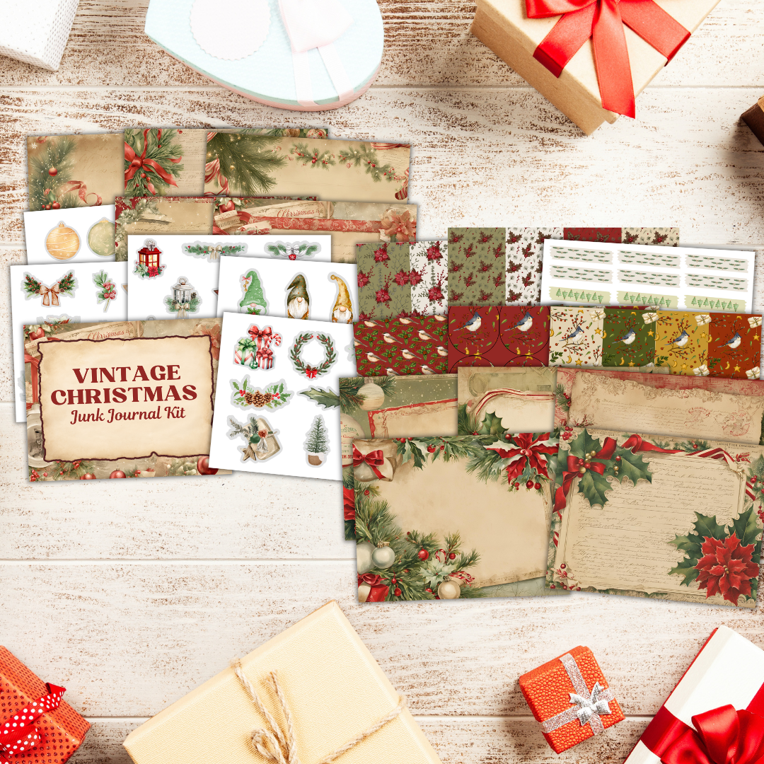 Vintage Christmas Junk Journal Kit