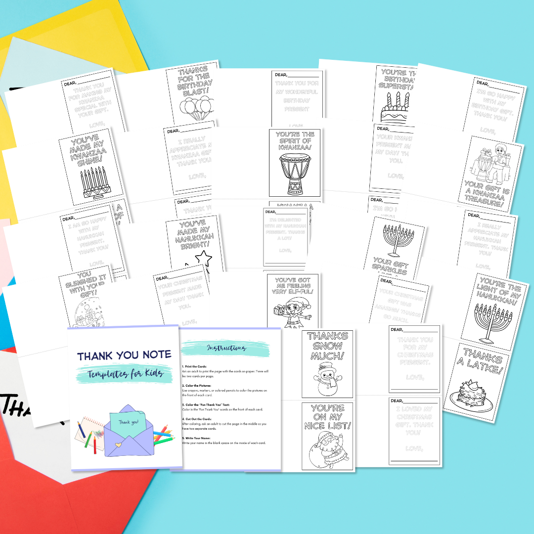 Kids Notes Thank You Note Templates for Kids – Printables and More Club