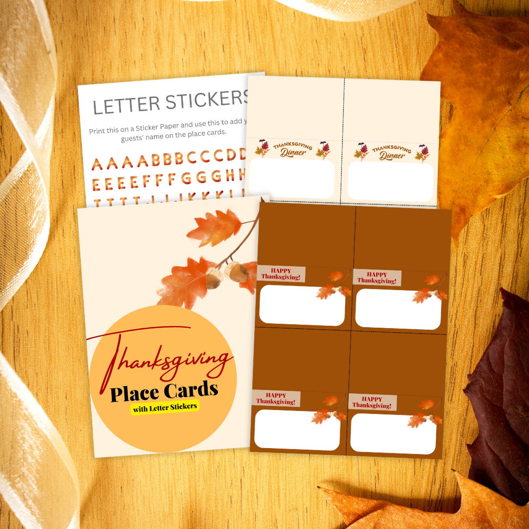 Thanksgiving Place Cards with Letter Stickers