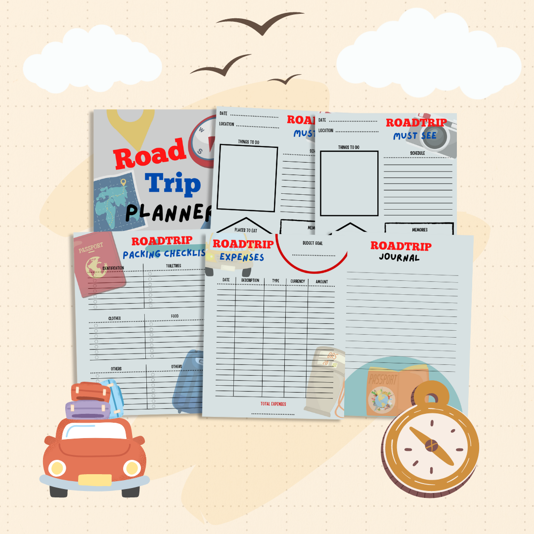 Road Trip Planner and Games Templates Bundle