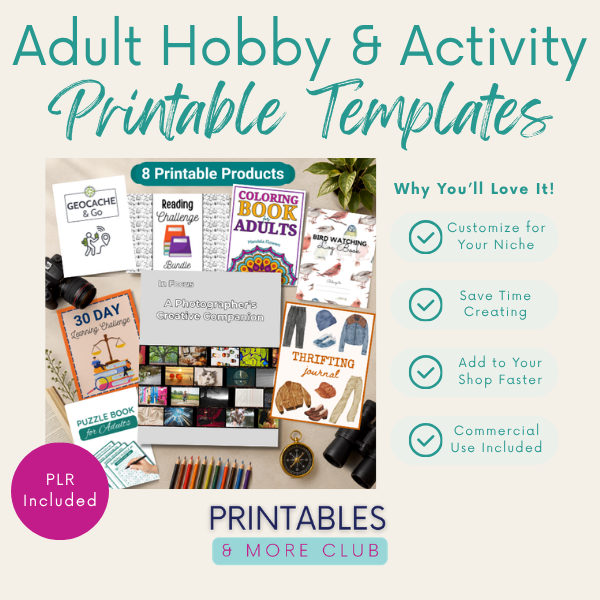 Adult Hobby & Activity Printable Bundle