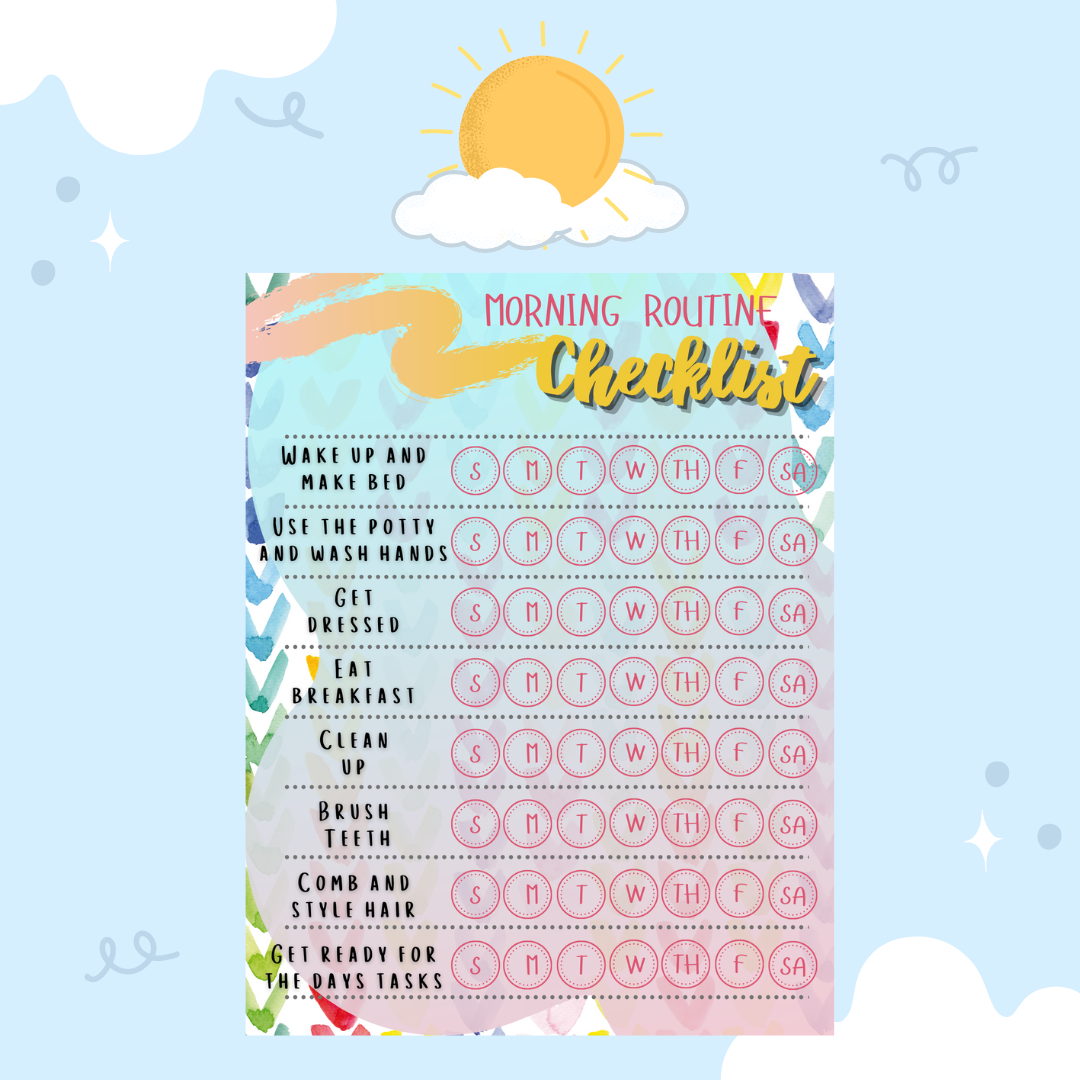 Colorful Morning Routine Background Morning Routine Checklist – Printables and More Club