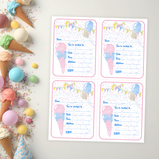 Birthday Invitation - Ice Cream Theme
